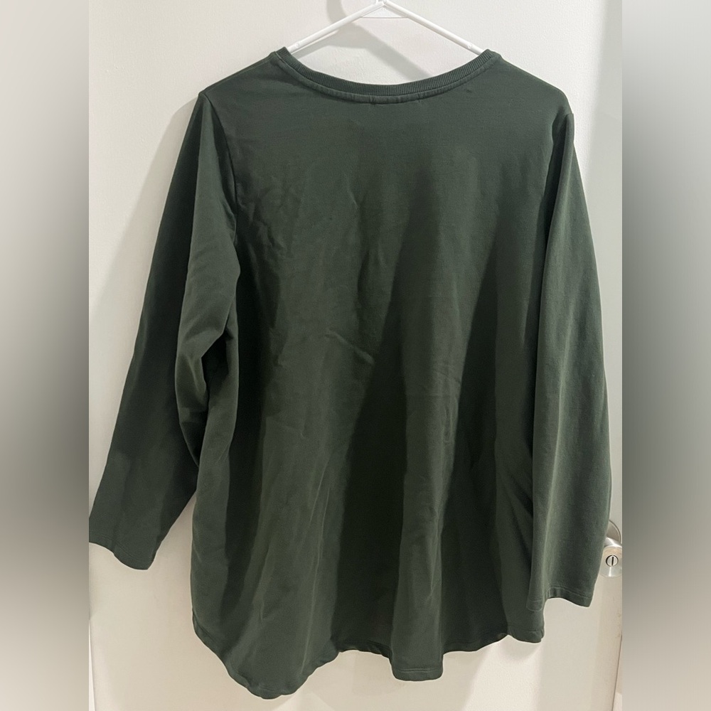 D & co active Relaxed Long Sleeve Crewneck Top in Green, size 1X - Picture 5 of 6